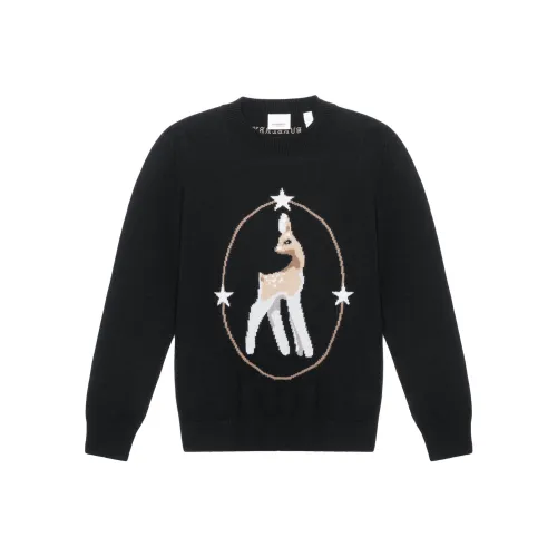 Burberry Wool Blend Deer Motif Sweater Black