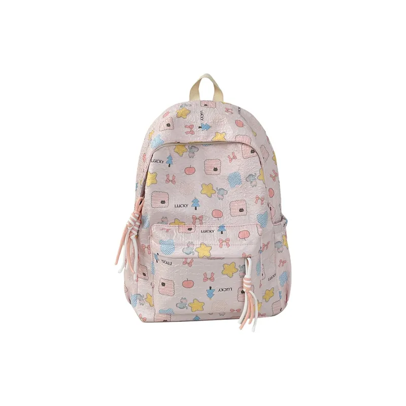 Kaka Tree Nylon Backpack Women's White/Blue/Pink-4
