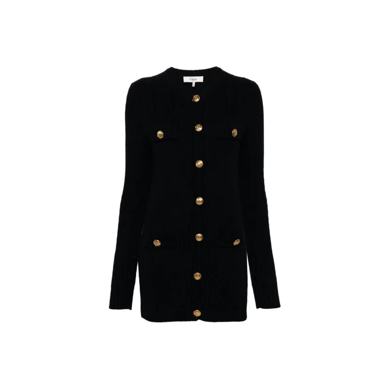 Chloé Embossed buttons Cable knit Cardigan-0