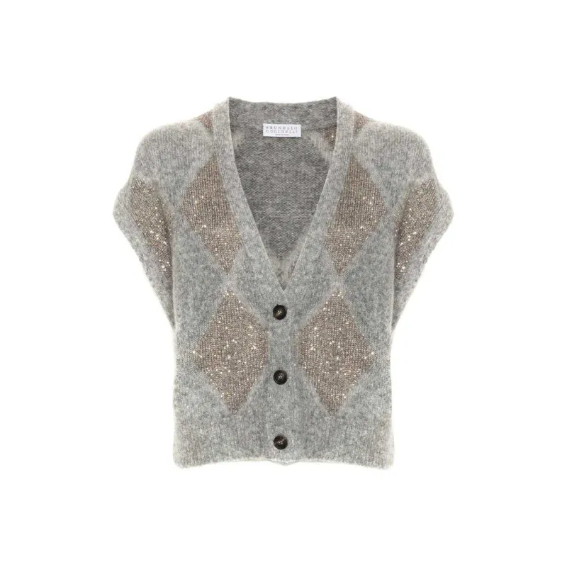Brunello Cucinelli Sequin Embellished V Neck Cardigan-0