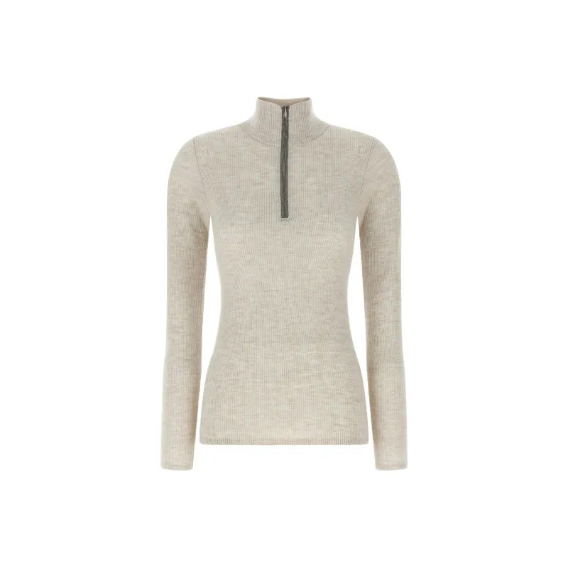 Brunello Cucinelli Monili Embellished Funnel Neck Sweater-0