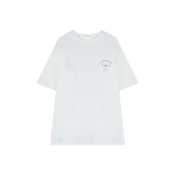 Ning Cai Yuer Drop Shoulder Sleeve T Shirt Women's White