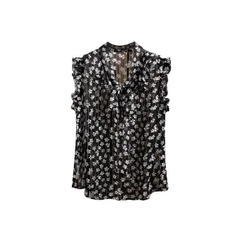 Cypress House Shirt Women's Black Base With White Flowers