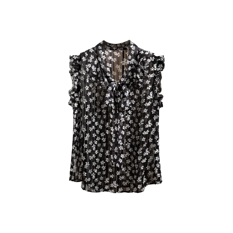 Cypress House Shirt Women's Black With White Floral-0