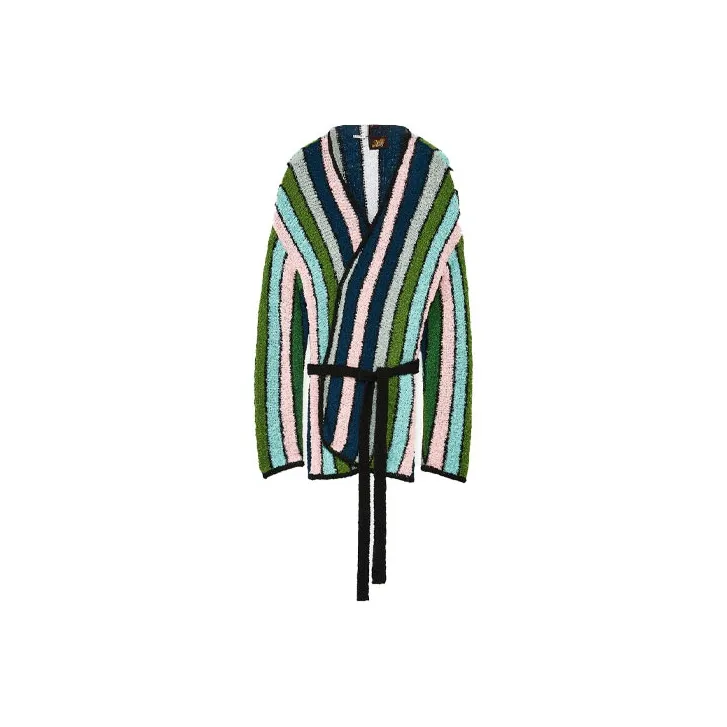LOEWE Stripe Belted Cardigan 'Green/Multitone'-0