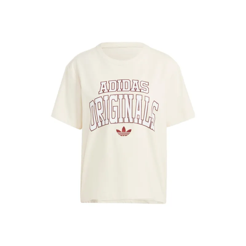 Adidas Originals Drop Shoulder Sleeve T Shirt Women's Ecru-0