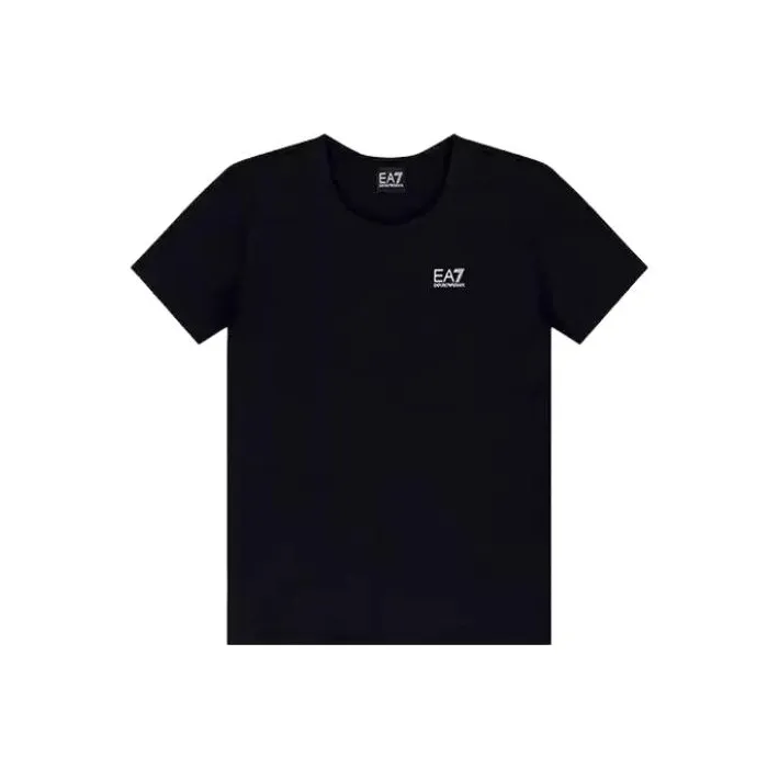 EMPORIO ARMANI EA7 Logo Print Crew Neck Short Sleeved T Shirt T Shirt Women's Black-0
