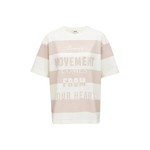 ONLY T Shirts Women's I77 Milk Tea Pink Stripes MILK PINK STRIPE
