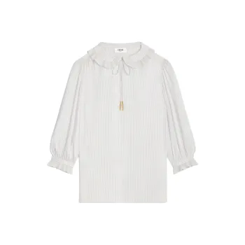 CELINE Striped Tie Detailed Top