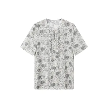 H-YXIANG T-Shirt Women's White Base Small Flower