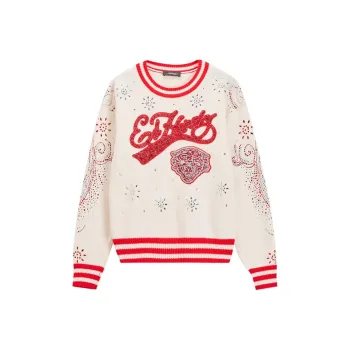 Ed Hardy FW24 Sweater Women's Ivory White