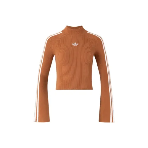 Adidas Originals Premium Knit Turtleneck Top Sweater Women's Wild Brown