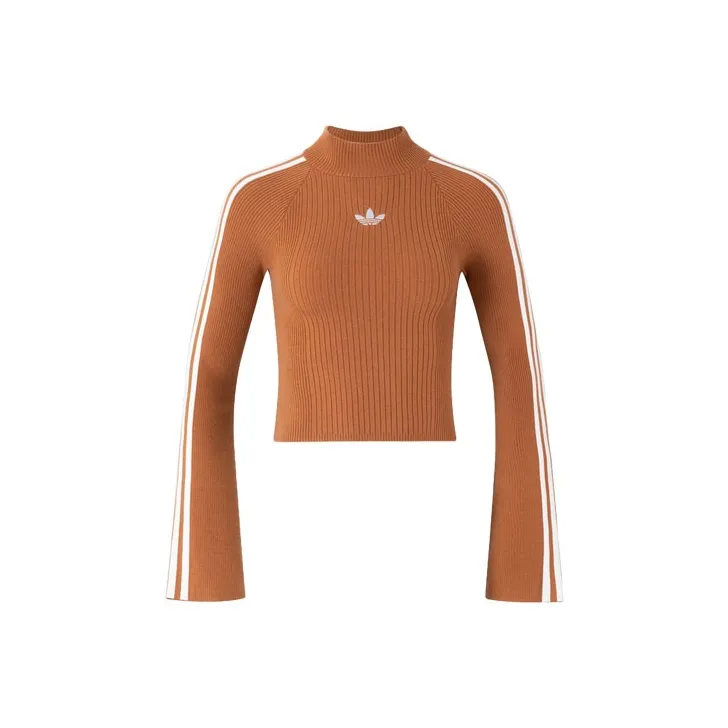 Adidas Originals Premium Knit Turtleneck Top Sweater Women's Wild Brown-0