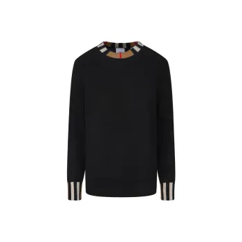 Burberry Icon Stripe Trim Cashmere Sweater Black