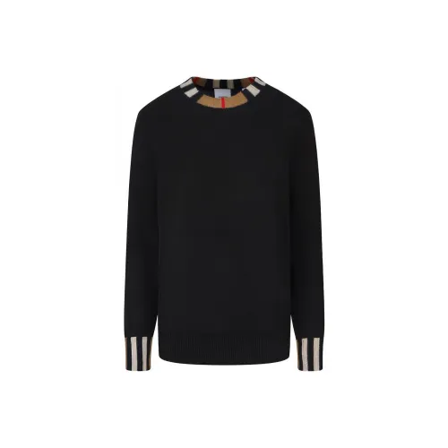 Burberry Icon Stripe Trim Cashmere Sweater Black