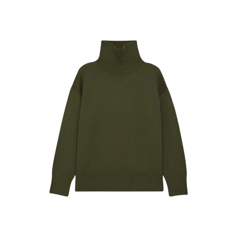 ARITZIA Babaton Omoda Merino Wool Turtleneck Sweater Women's Fatigue/Army Green-0