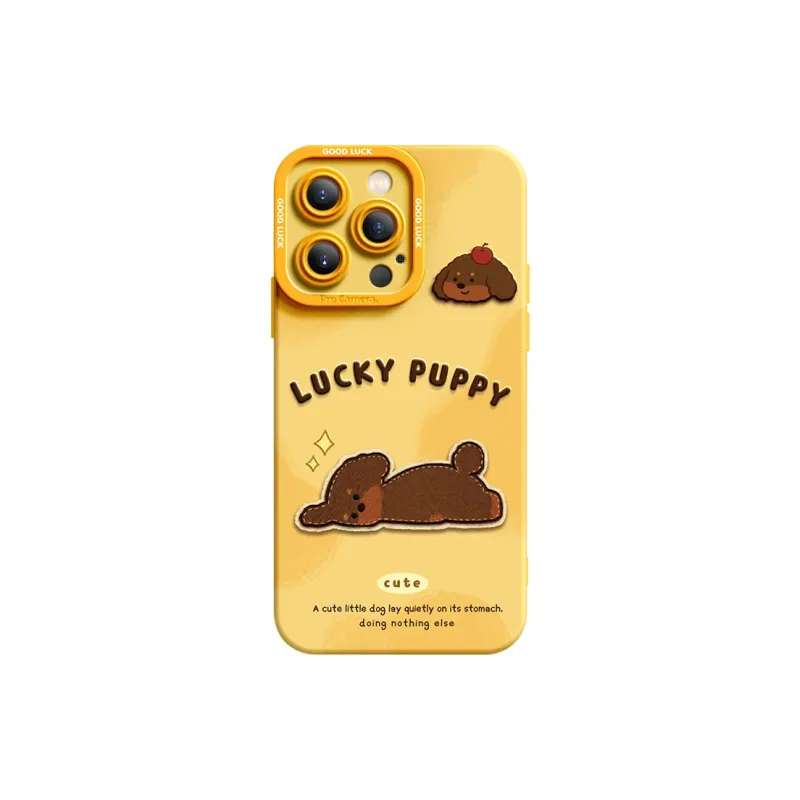 I Create My Art Silicone Material Puppy Lying Flat Phone Cases Compatibility IPhone16/15/14/13/12/11-9