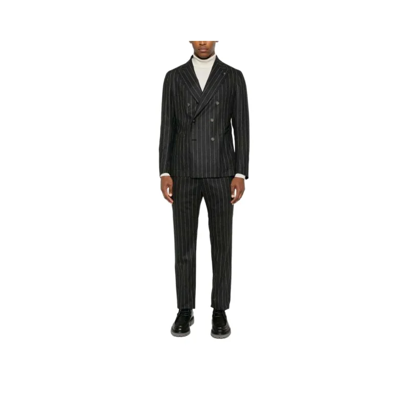 Tagliatore Pinstriped Double Breasted Tailored Blazer-0