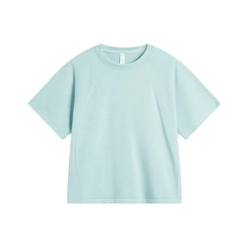 LiNing Fitness Series Drop Shoulder Sleeve Short Sleeved T Shirts Women's Camlet Green-0