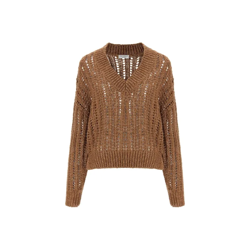 Brunello Cucinelli V Neck Drop Shoulder Jumper-0