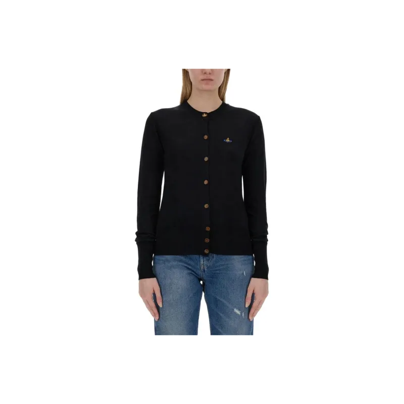 Vivienne Westwood Logo Embroidered Knitted Cardigan-0