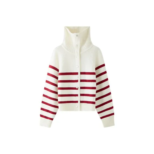 Three Blessings Sweater Women's White With Red Stripes