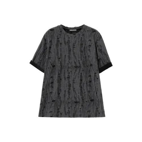 SOON FLOWER Drop Shoulder Sleeve Short Sleeved T Shirt Women's Dark Gray