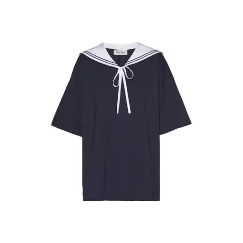 MIU midi miu SS23 Drop Shoulder Sleeve T Shirt Women's Blue