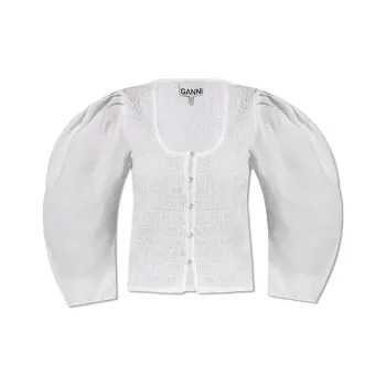GANNI Poplin Cropped Blouse