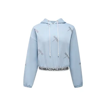 Valeria Obbaco Hooded Loose Fit Sweatshirt Women's Sky Blue