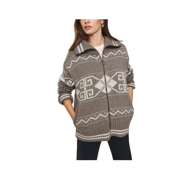 REFORMATION Mariposa Regenerative Wool Sweater Coat Sweater Women's Light Brown-0