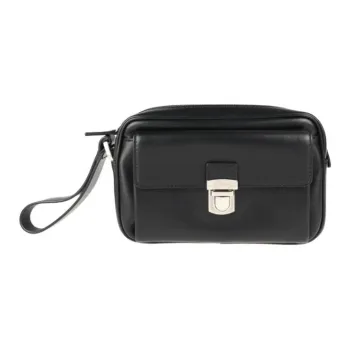 FERRAGAMO Leather Clutch Men's Black