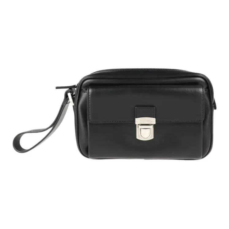 FERRAGAMO Leather Clutch Men's Black-0