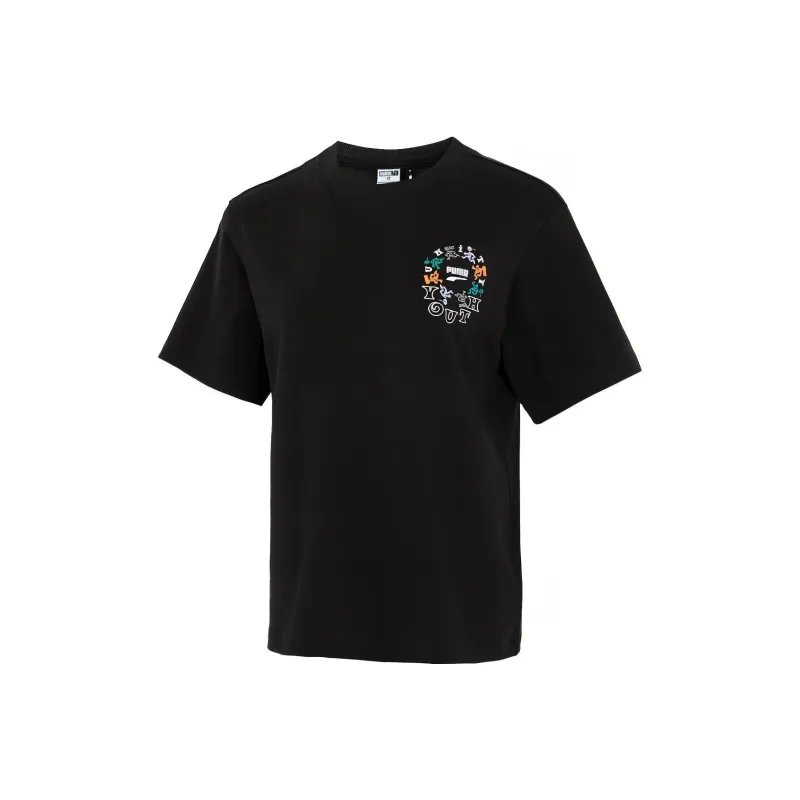 PUMA Drop Shoulder Sleeve T Shirt Women's Black-0