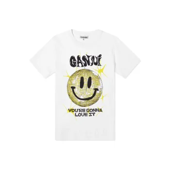 GANNI Basic Jersey Smiley Relaxed T shirt White