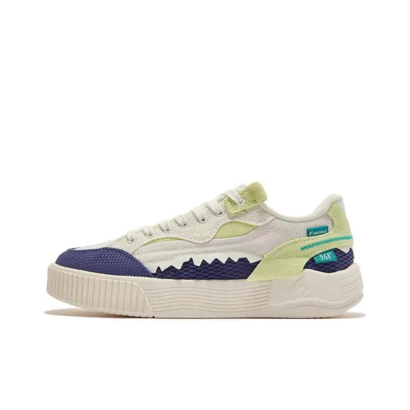 361° Walk Anti Slip Wear Resistant Low Top Skateboard Shoes Women's Yellow Blue Mismatched-1