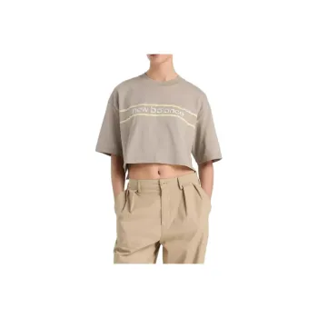 New Balance Athletics Linear Drop Shoulder Sleeve T Shirt Women's Beige