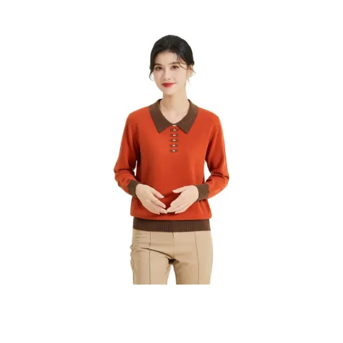 JINJU sweater Knit Women's Orange Red