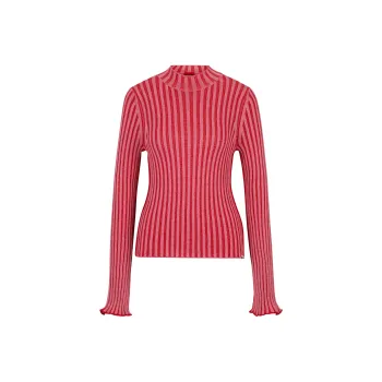 HUGO BOSS Mock-neck Striped Cotton Jumper