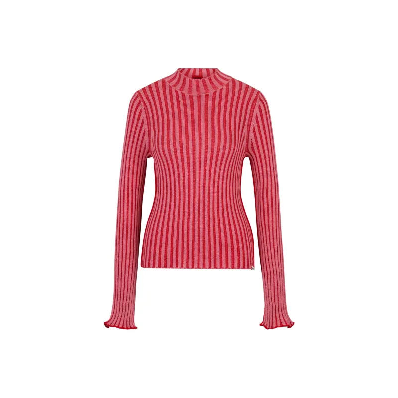 HUGO BOSS Mock-neck Striped Cotton Jumper-0