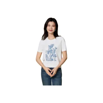 BBLLUUEE T Shirt Women's Crescent White