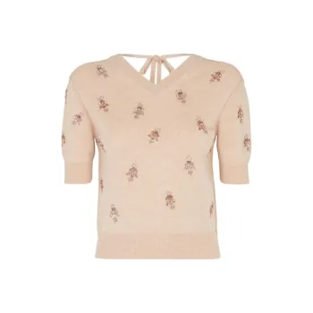 FENDI V Neck Embellished Knit Top
