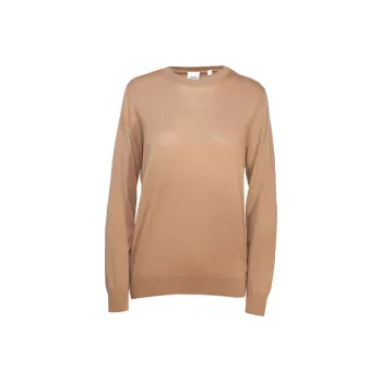 Burberry Women's Vintage Check Patch Merino Wool Sweater Beige