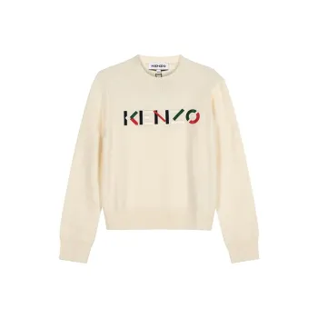 KENZO Letter Logo Knitwear Women's Beige Yellow