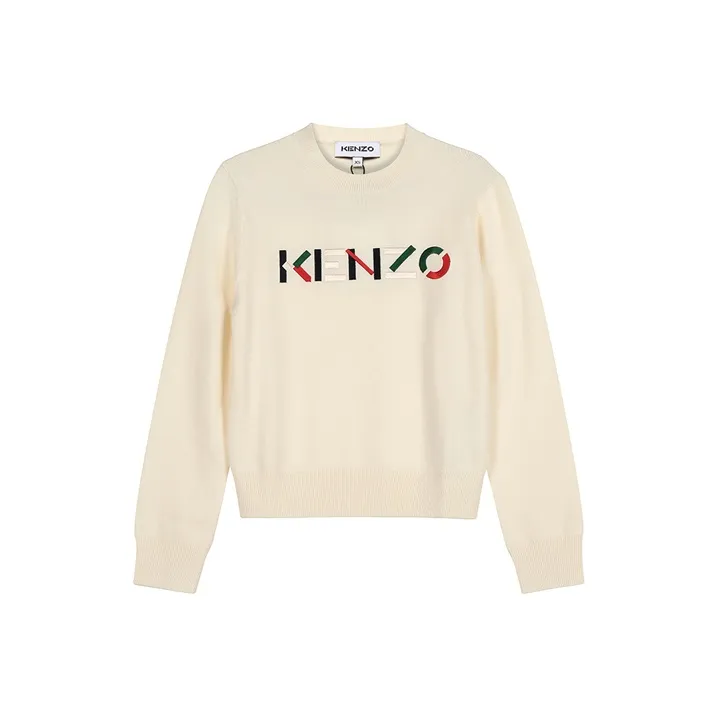 KENZO Letter Logo Knitwear Women's Beige Yellow-0