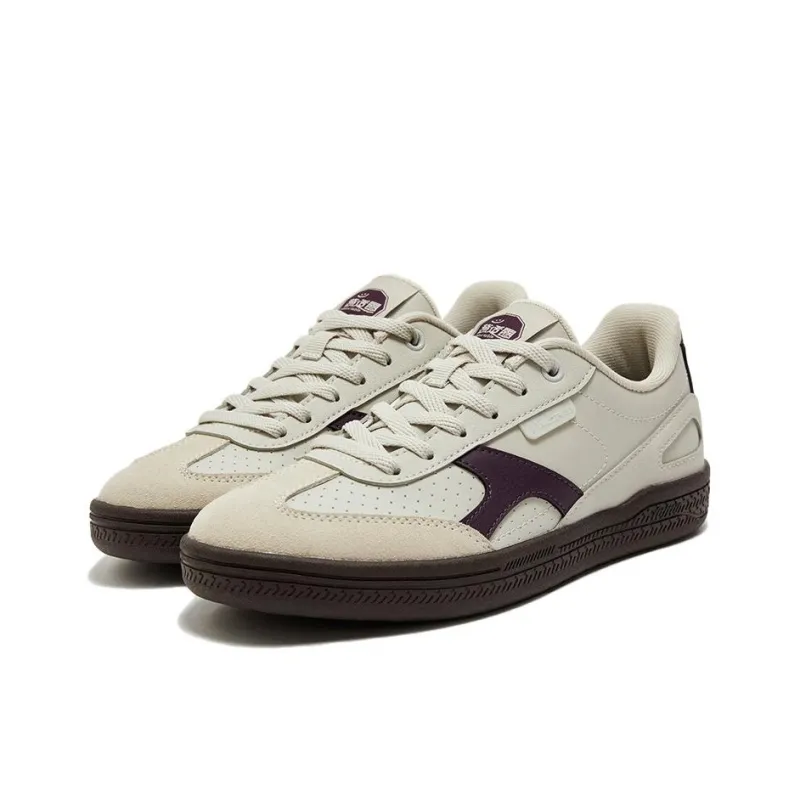 361° Walk Anti Slip Wear Resistant Low Top Skateboard Shoes Women's White Brown-2