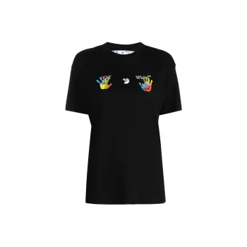 OFF WHITE Women's Kids Swimming Logo Casual S/S T shirt Black/Multi