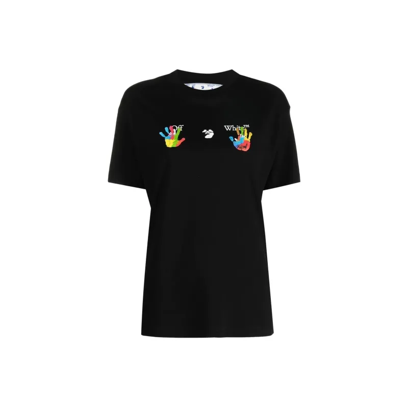 OFF WHITE Women's Kids Swimming Logo Casual S/S T shirt Black/Multi-0