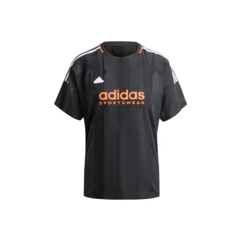 Adidas Women's Tiro Cut 3 Stripes Jacquard Boyfriend T Shirt Black