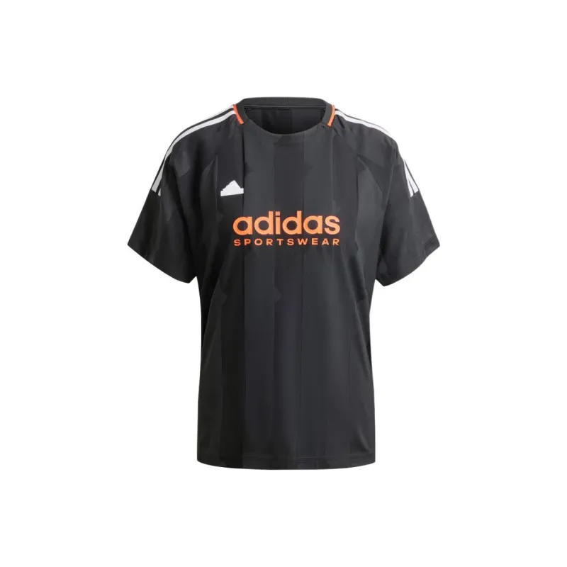 Adidas Women's Tiro Cut 3 Stripes Jacquard Boyfriend T Shirt Black-0